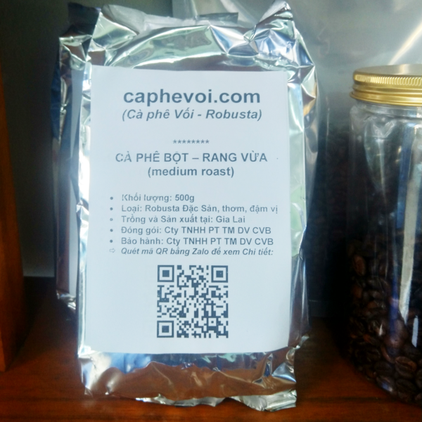 cà phê bột rang vừa 500g, sản phẩm từ cà phê vối, cà phê robusta đặc sản